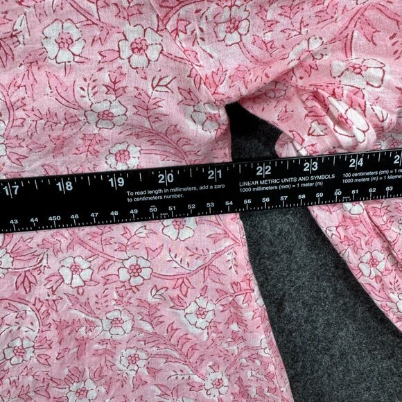 India Collection Emerson Fry Crocus Blouse Women's Medium Pink Floral Peasant - Picture 4 of 8